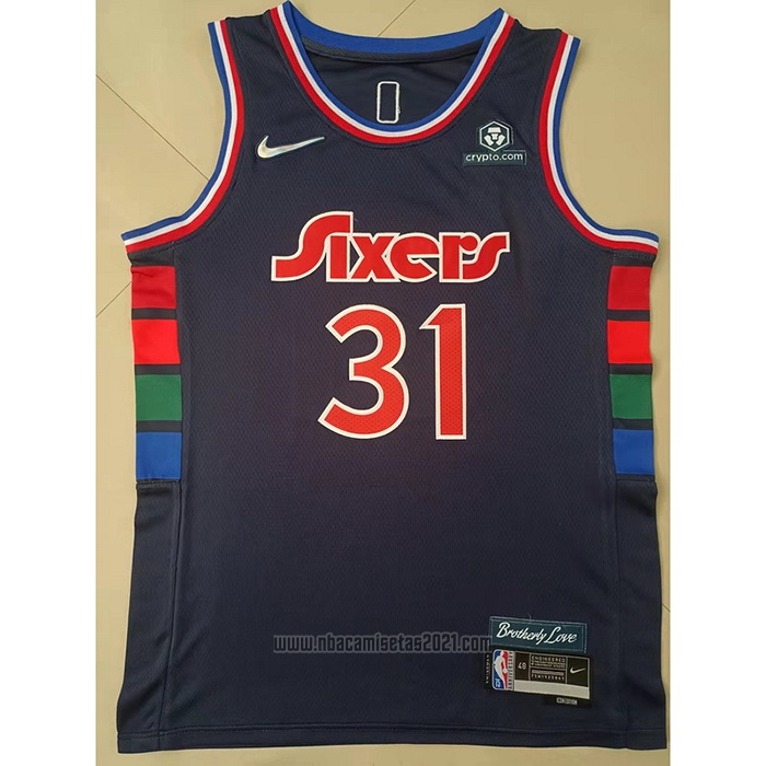 Camiseta Philadelphia 76ers Ben Paul Millsap #31 Ciudad 2021-22 Azul